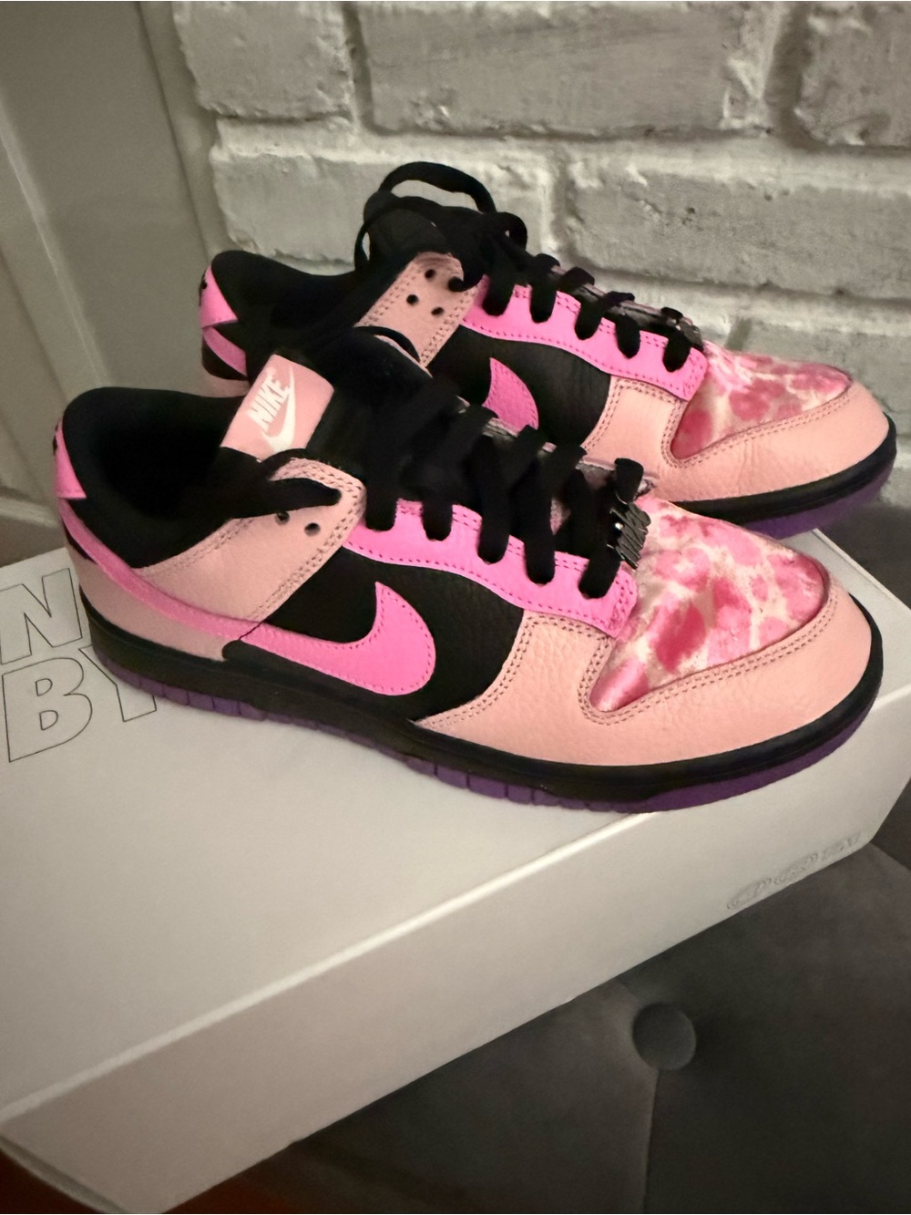 Nike Women’s Pink and Black Tie-Dye Low-Top Sneakers